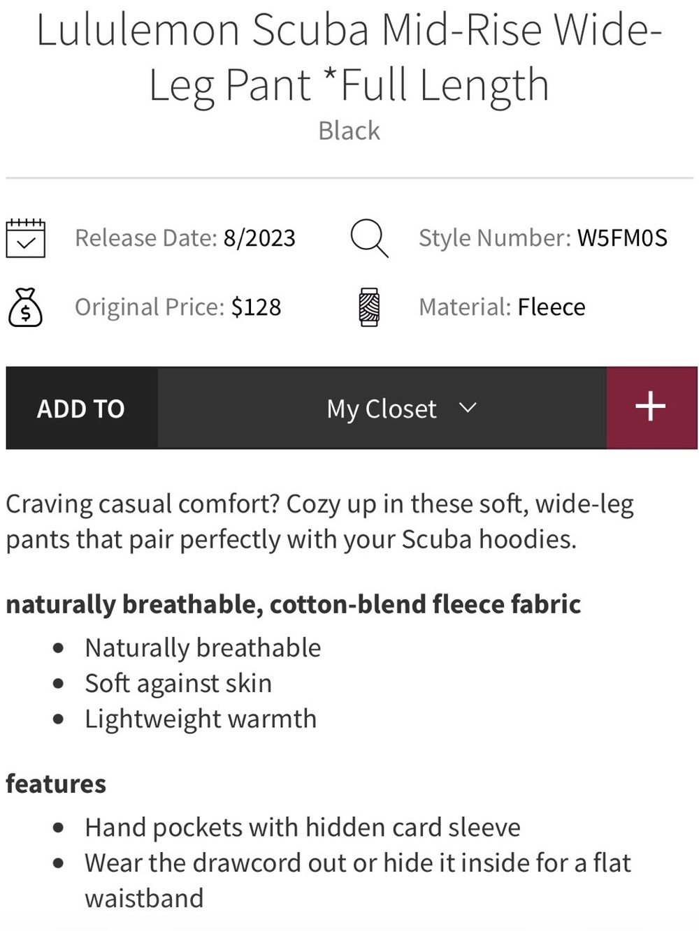 lululemon Scuba Mid-rise Wide-Leg Pants size 4 - Picture 9 of 12
